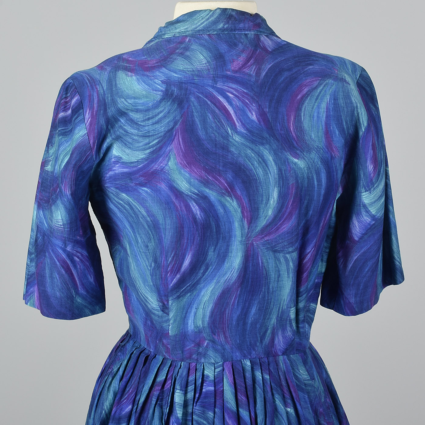 1950s Blue and Purple Day Dress