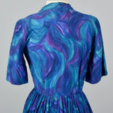 1950s Blue and Purple Day Dress