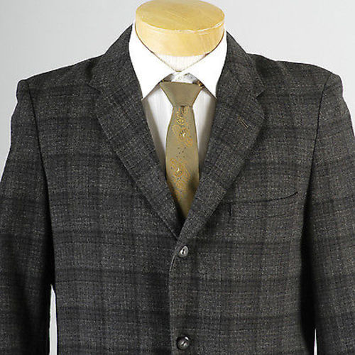 1950s Mens Gray Windowpane Jacket