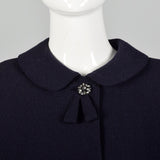 Medium 1960s Navy Blue Peter Pan Collar Wool Jacket