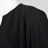 1940s Black Swing Coat with Soutache & Studs