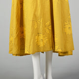 1950s Large Yellow Seersucker Day Dress