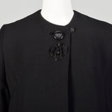 Small 1950s Swing Coat Elegant Winter Black Beaded Outerwear