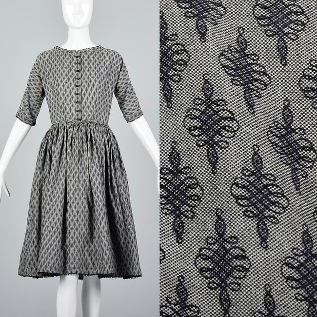 1950s Lanz Original Gray Dress with Black Trim