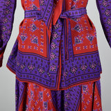 1980s Bohemian Silk Two Piece Set