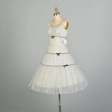 Medium 1950s Black & White Sleeveless Polka Dot Fit & Flare Party Dress