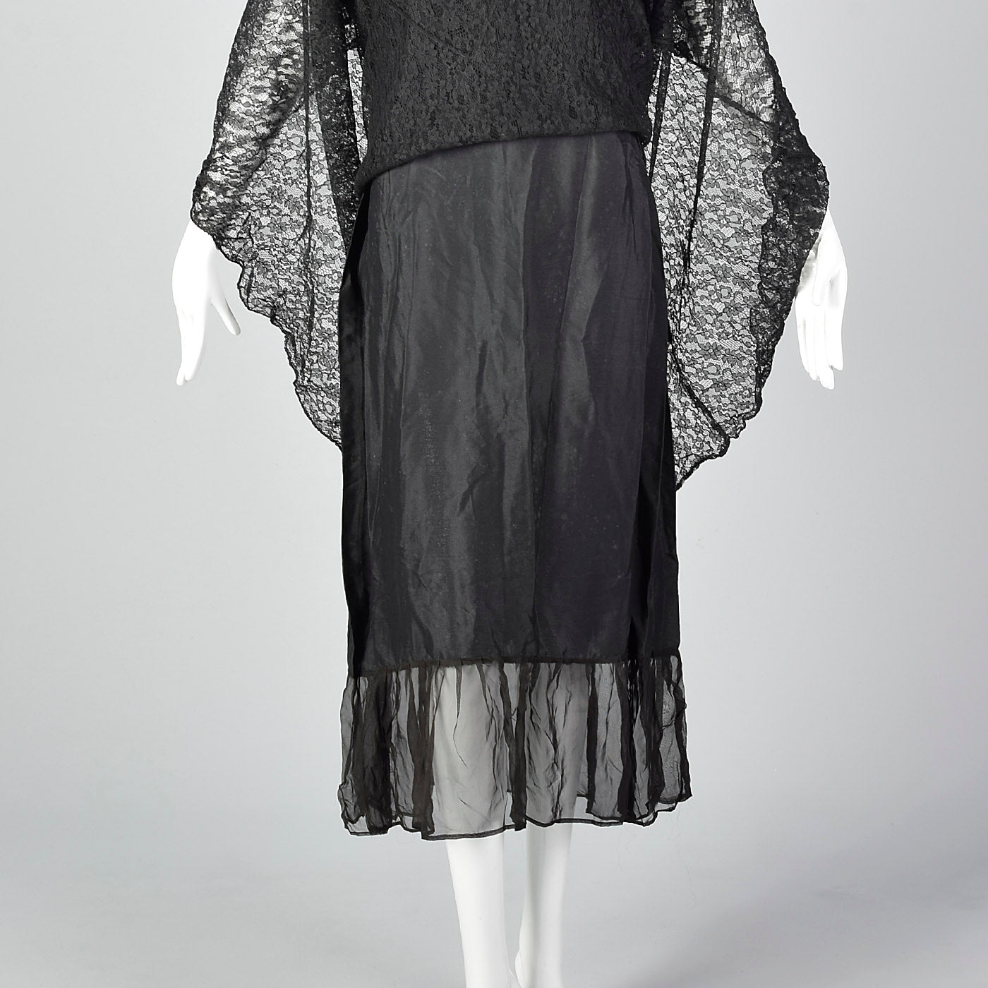 1930s Black Lace Overlay Dress