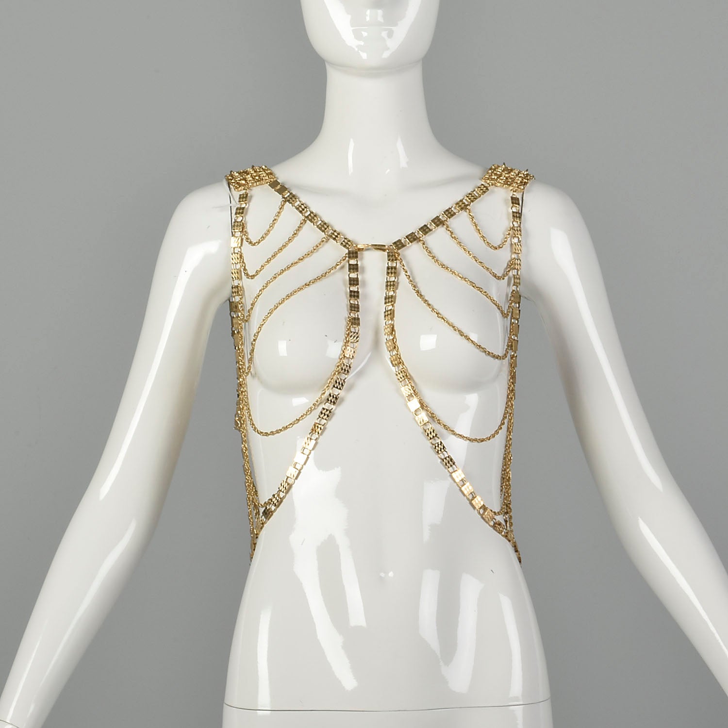 OSFM 1970s Trifari Chain Vest Gold Tone Sexy Fetish Jewelry