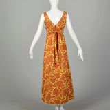 Medium 1970s Boho Dress Psychedelic Bohemian Tie Back Waist
