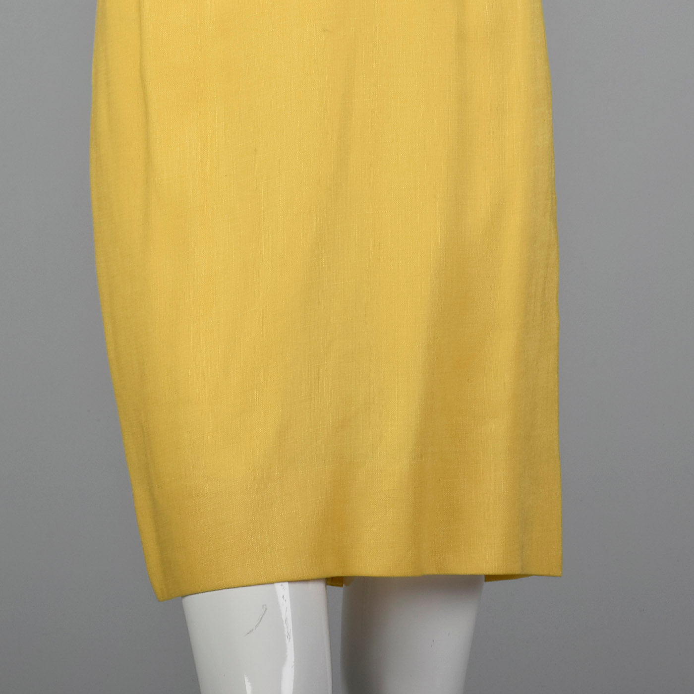 1960s Yellow Linen Dress with Sequin Floral Top