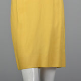 1960s Yellow Linen Dress with Sequin Floral Top