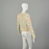 Medium 1980s Diane Freis Beaded Lace Jacket Spring Pastel Bolero