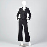2000s Escada Couture Black Wool Crepe Pant Suit