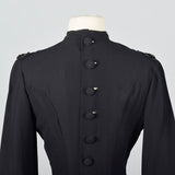 1940s Black Fitted Blouse with Sequin Trim