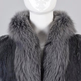 Saks Fifth Avenue Revillon Full Length Sheared Beaver Coat with Fox Fur Tuxedo