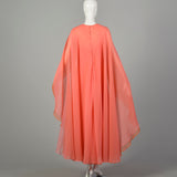 Medium 1970s Malcolm Starr Evening Gown Bohemian Formal Hollywood Glamorous Flowy Elegant Cape