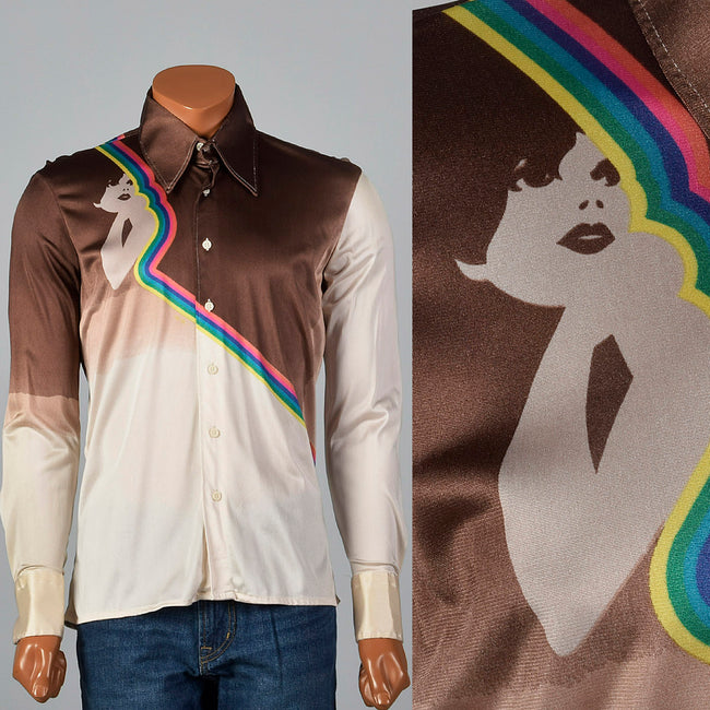 1970s Nik Nik Rainbow Cameo Disco Shirt