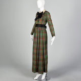 XS Geoffrey Beene 1970s Plaid Maxi Dress