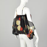 XXS Alberto Makali Silk Cold Shoulder Top with Butterfly Print