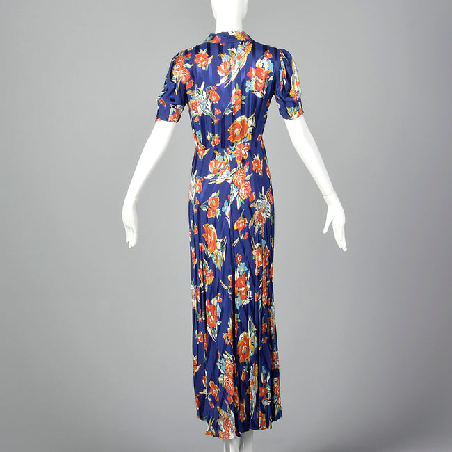 1940s Rayon Zip Front House Dress