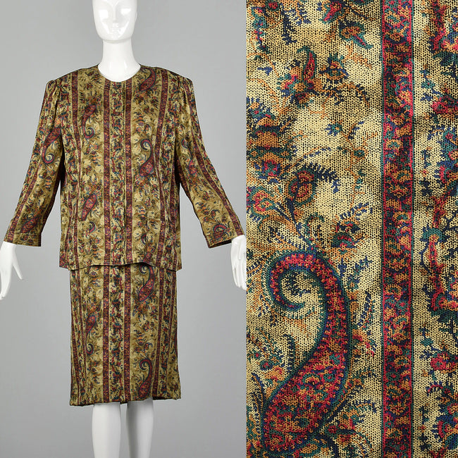 XL Adele Simpson 1980s Jacket and Skirt Set