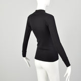 XXS 1960s Deadstock Black Ribbed Lightweight Long Sleeve Mock Turtleneck Shirt