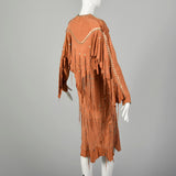 Native American Inspired Suede Leather Dress Bohemian Beaded Fringe Festival Jacket