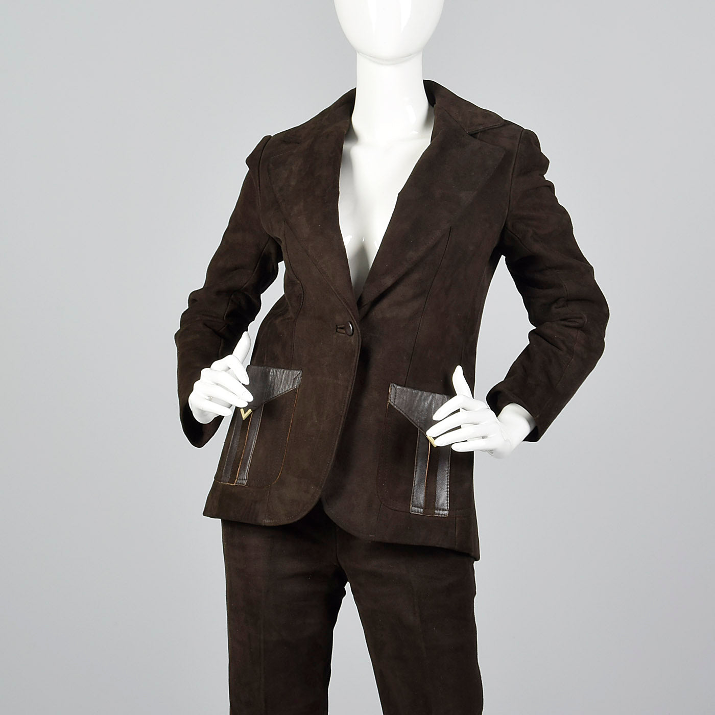 1970s Brown Suede Leather Suit