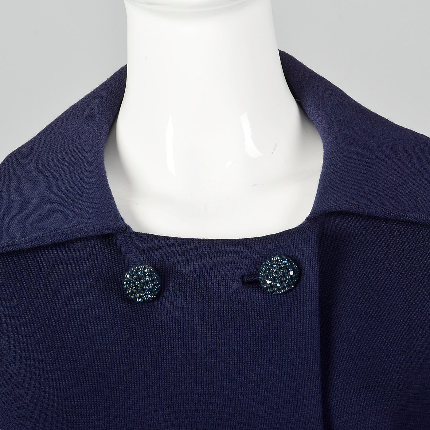 1960s Navy Wool Cardigan Coat with Belted Back