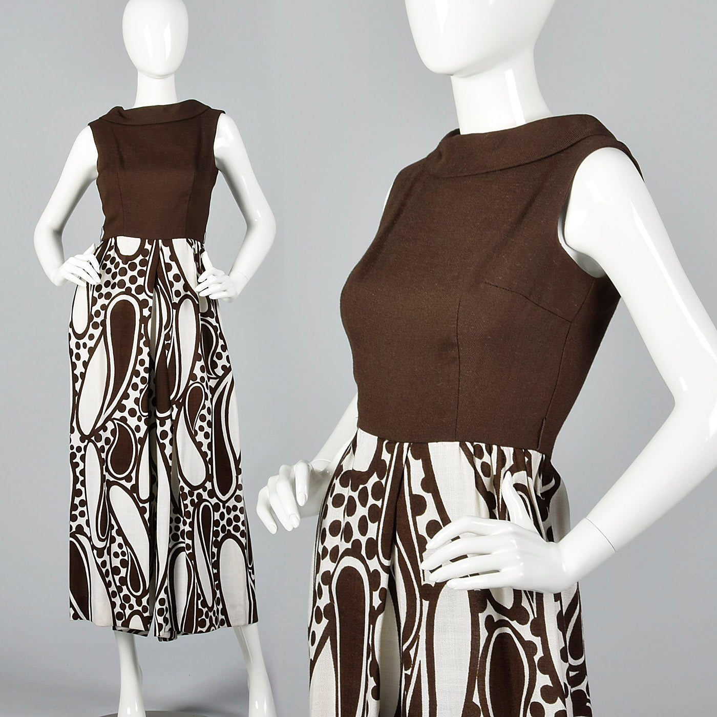 1970s Brown Paisley Jumpsuit