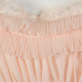 1950s Pink Nylon Nightgown with Ruffle Trim
