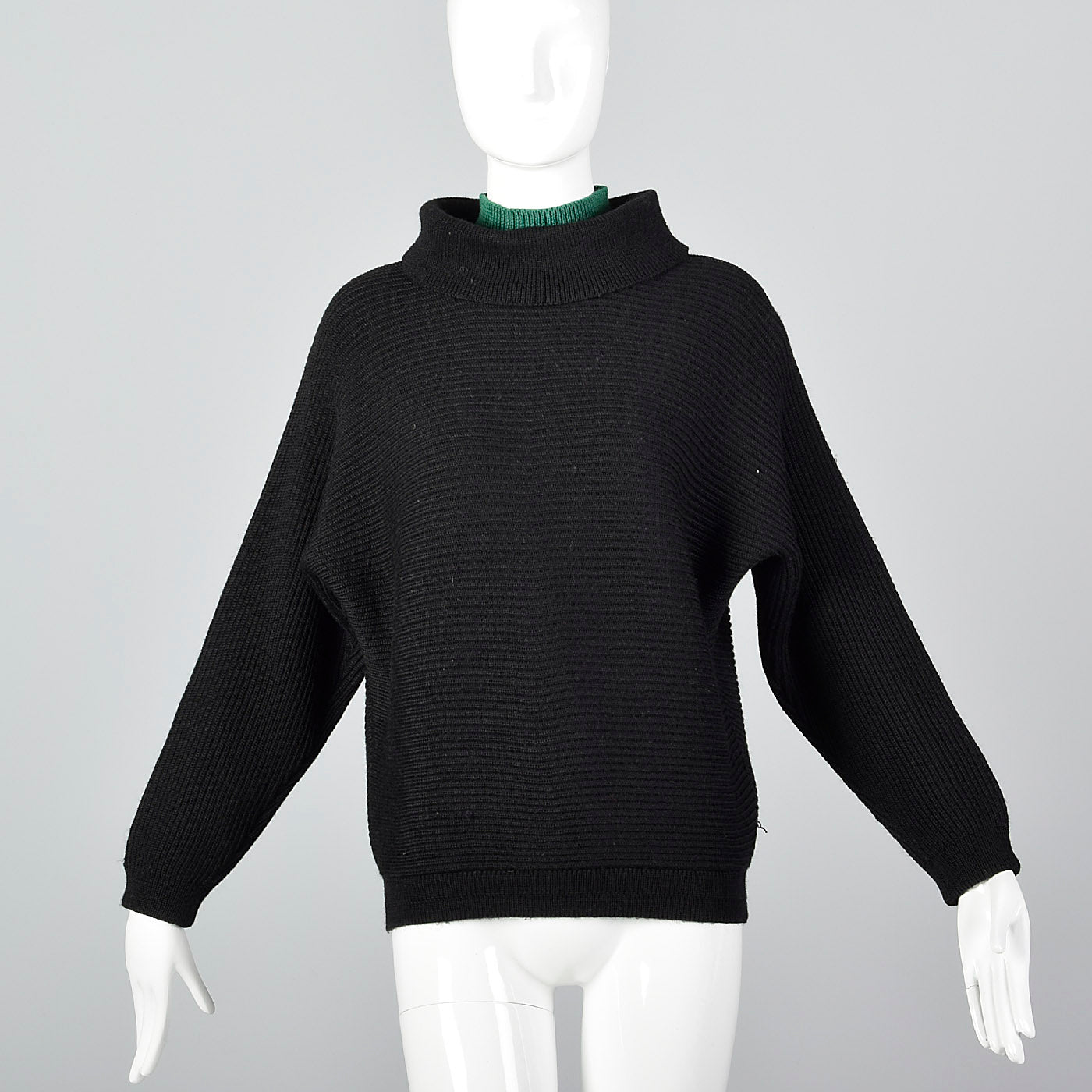 1950s Black Wool Ski Sweater with Wind Collar