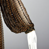 Medium 1970s Judith Ann Creations Brown Silk Beaded Dress