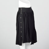 1990s Black Asymmetric Pleated Skirt