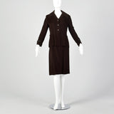 Medium Pierre Balmain 1970s Brown Velvet Skirt Suit