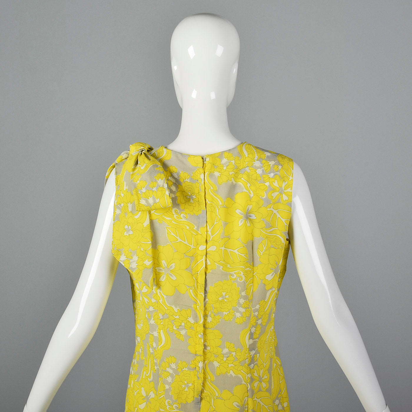 1960s Yellow Print Shift Dress with Drop Waist