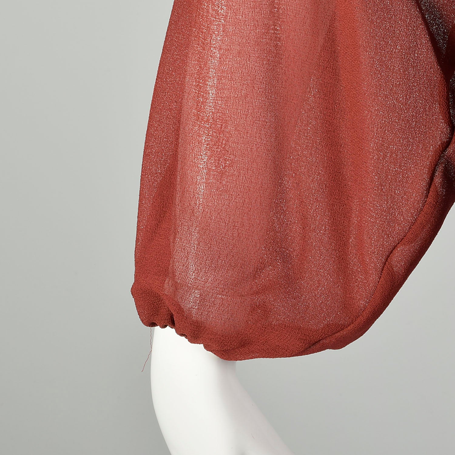 Small Rust Separates 1970s Sheer Blouse Pleated Skirt Low Cut Deep V Neckline Bohemian Set