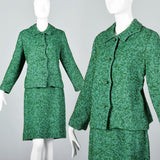 1960s Two Piece Green Tweed Suit