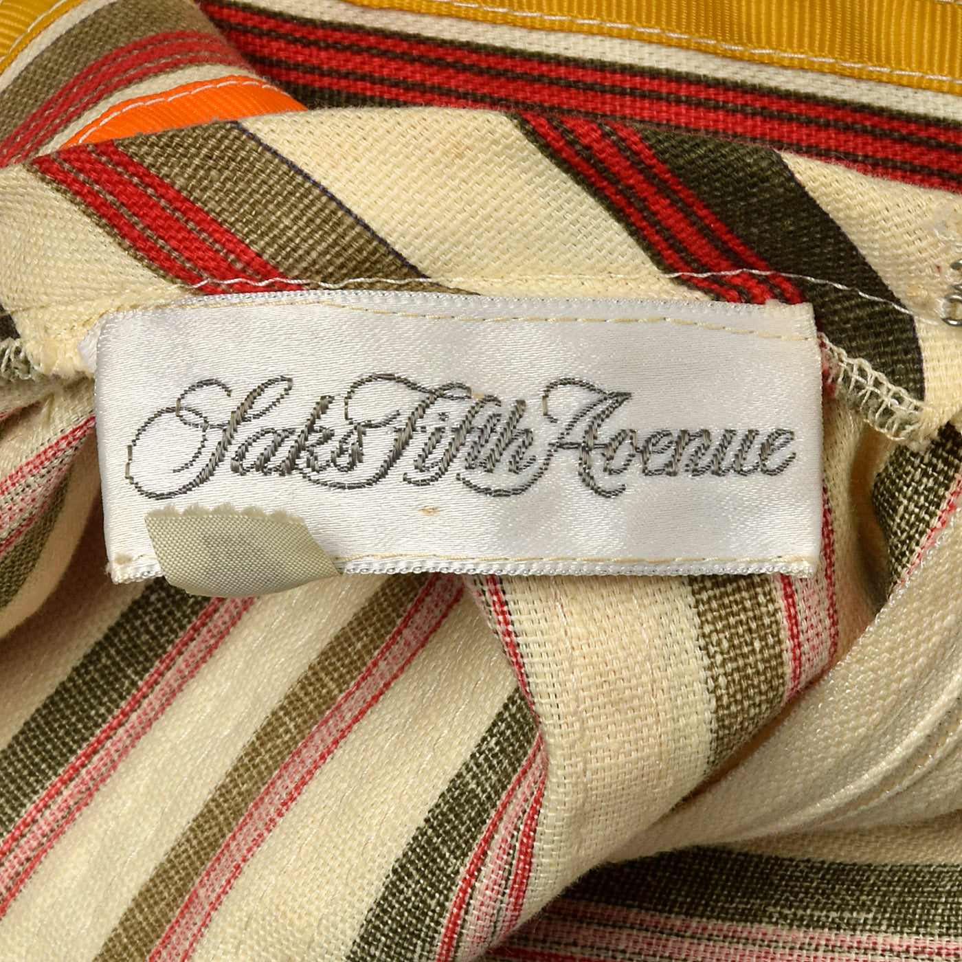 1970s Stripe Cotton Kaftan with Ribbon Fringe