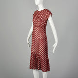 XXS-XS 1930s Red & White Polka Dot Dress