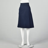 Anne Klein Navy Straight Wool Skirt