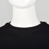 Small 1980s Gianni Versace Black Jersey Knit Top with Long Sleeves