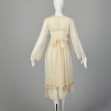 XS 1910s Edwardian Ivory Repro Dress