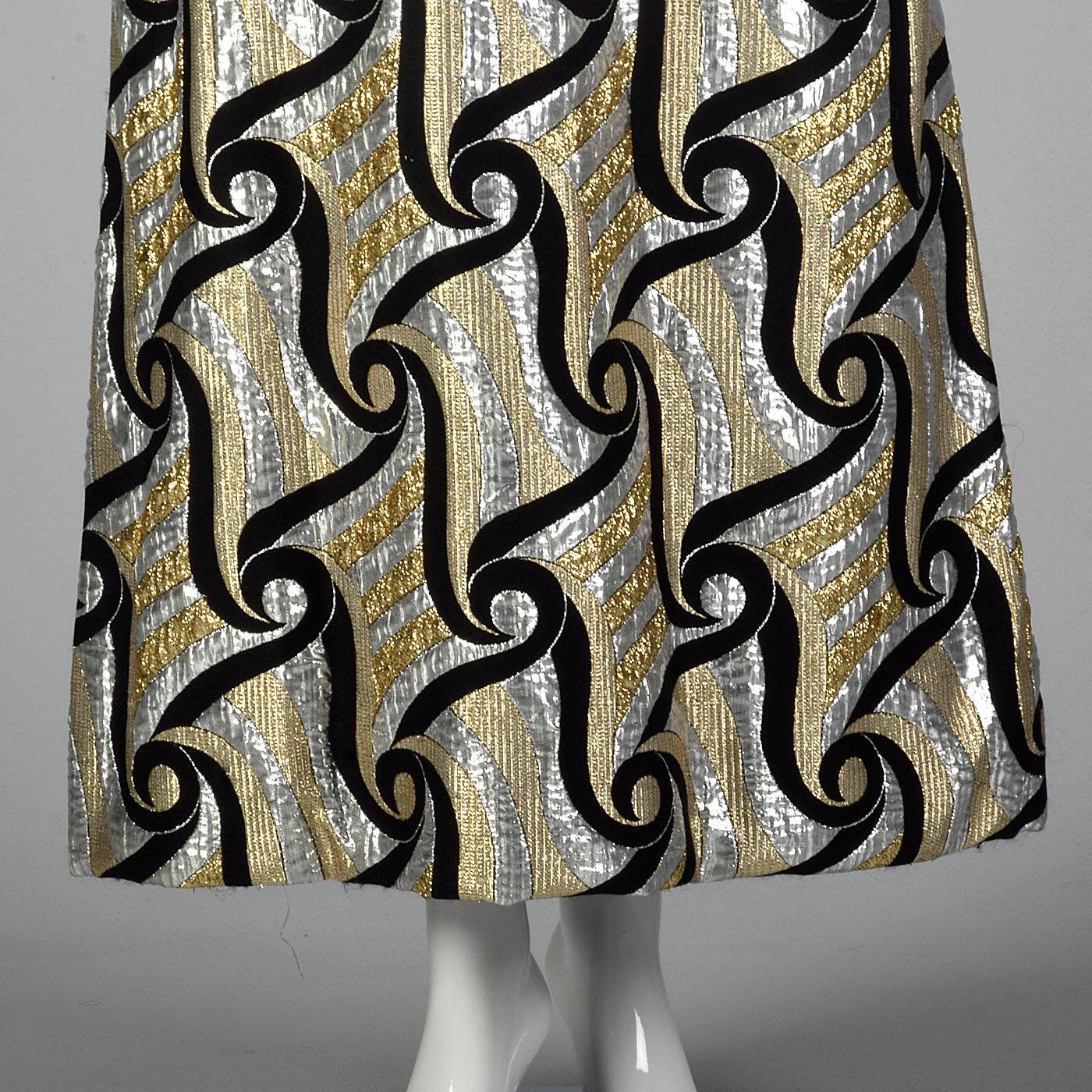 1970s Silver and Gold Metallic Dress