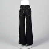 1970s Silver Studded Black Bell Bottoms