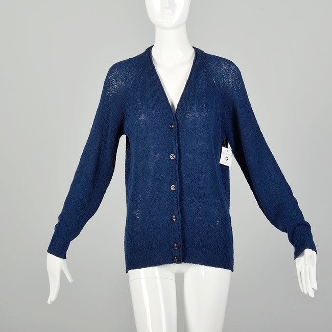 Medium 1960s Pendleton Navy Blue Cardigan Sweater