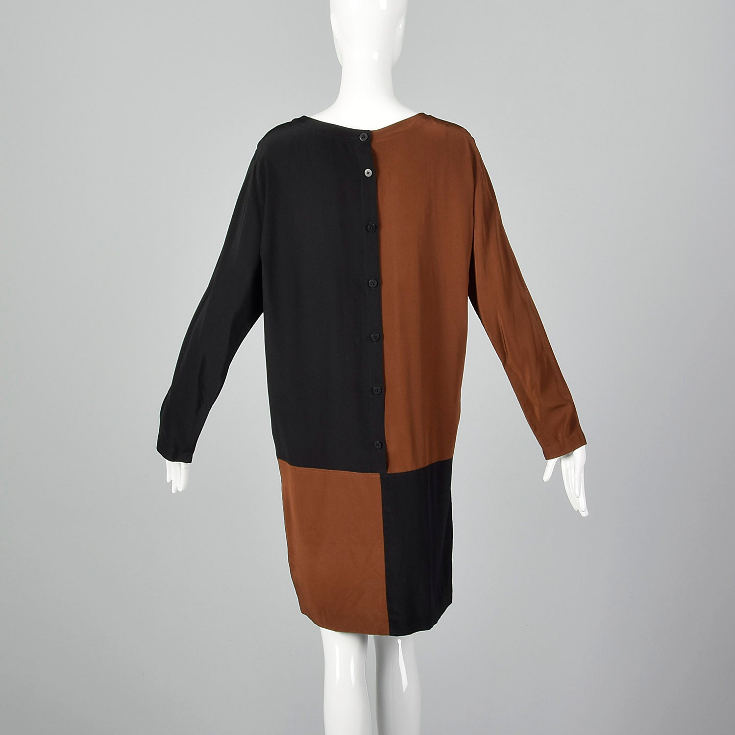1990s Ellen Tracy Silk Color Block  Dress
