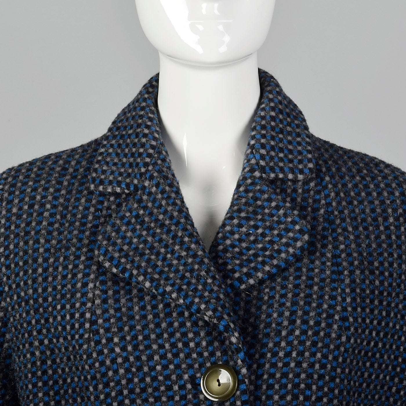 1950s Blue and Gray Tweed Jacket