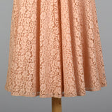 1950s Pink Lace Dress with Beaded Bodice