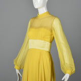 Elegant 1970s Travilla Yellow Silk Chiffon Dress
